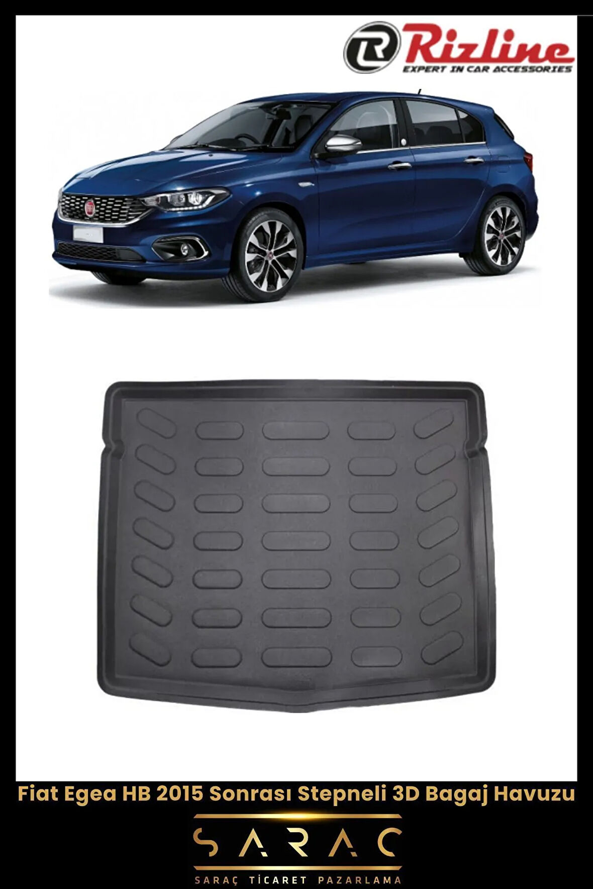 Rizline Fiat Egea HB 2021 Model Stepneli 3D Bagaj Havuzu