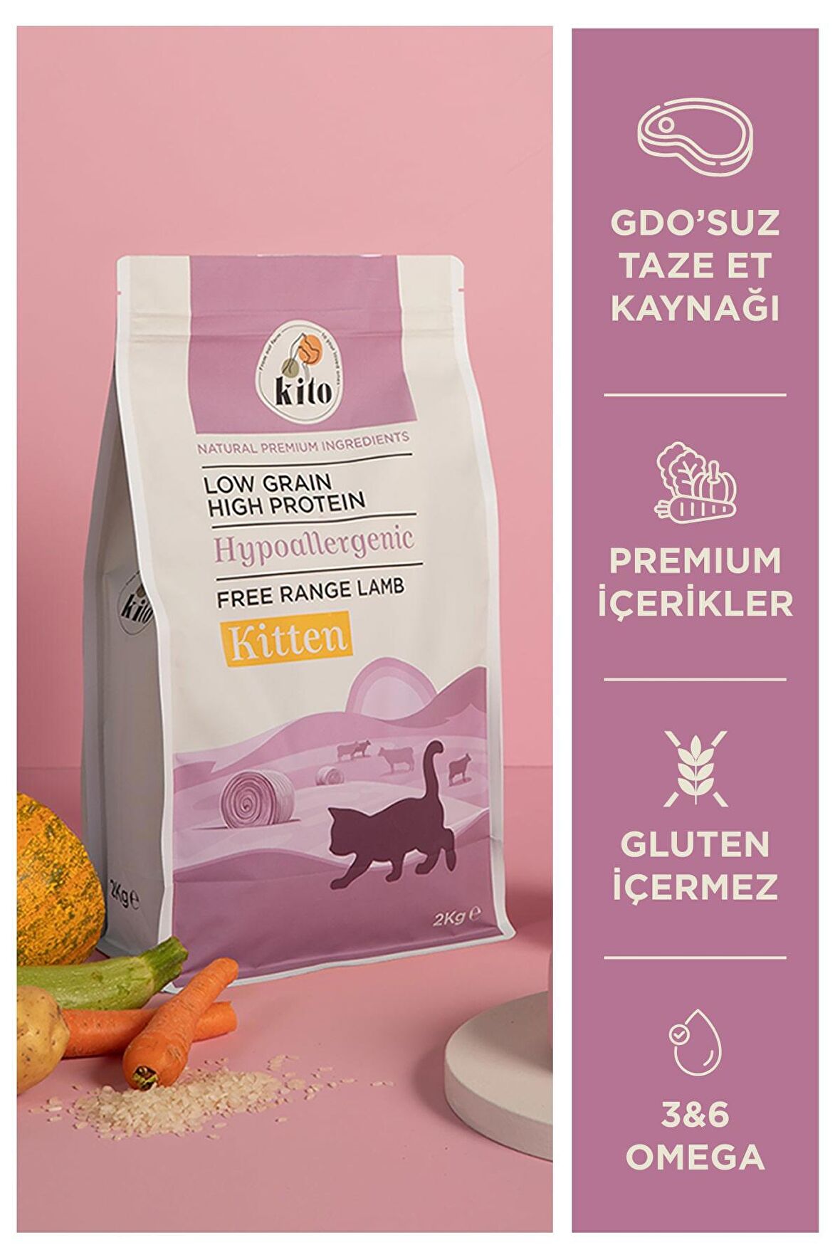 Doğal Besi Kuzu Etli Yavru Kedi Maması 2 Kg