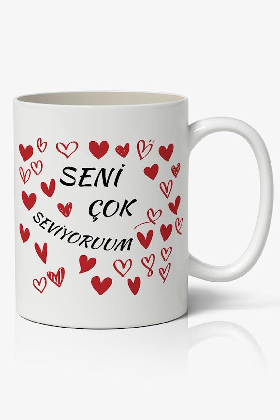 Seni Çok Seviyorum Kalp Tasarımlı Kupa Bardak Baskılı Kahve Kupa Bardak