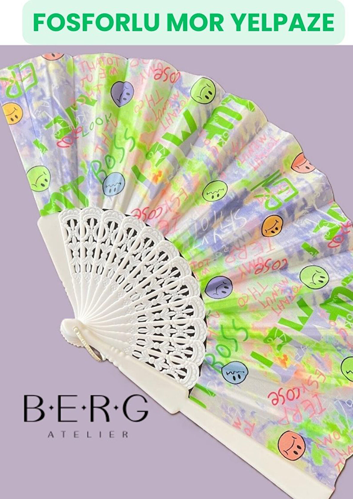 Fosforlu Yelpaze Mor Boss Yazılı