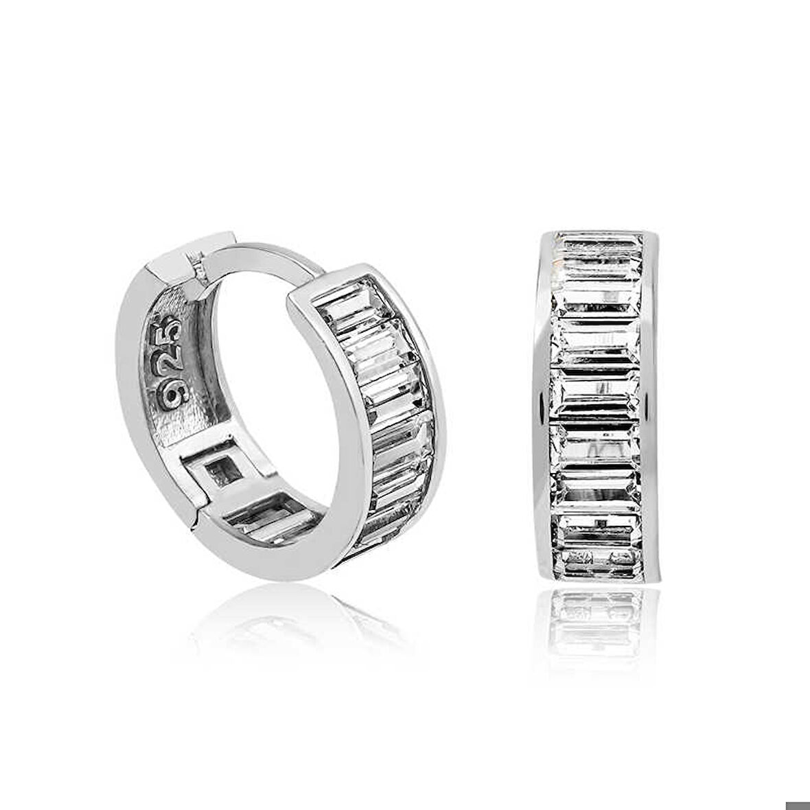 Himarry 925 Ayar Gümüş Baget Taşlı Halka Küpe