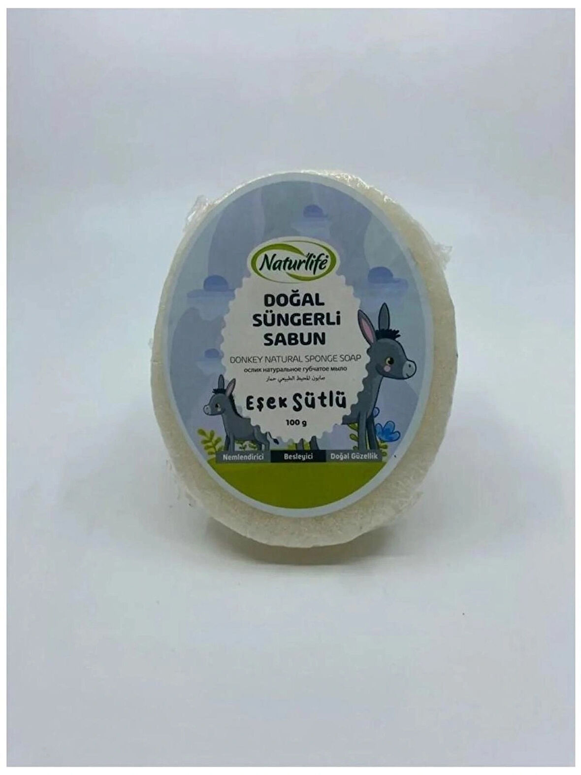 NATURLİFE SÜNGERLİ SABUN EŞEK SÜTLÜ 100GR 