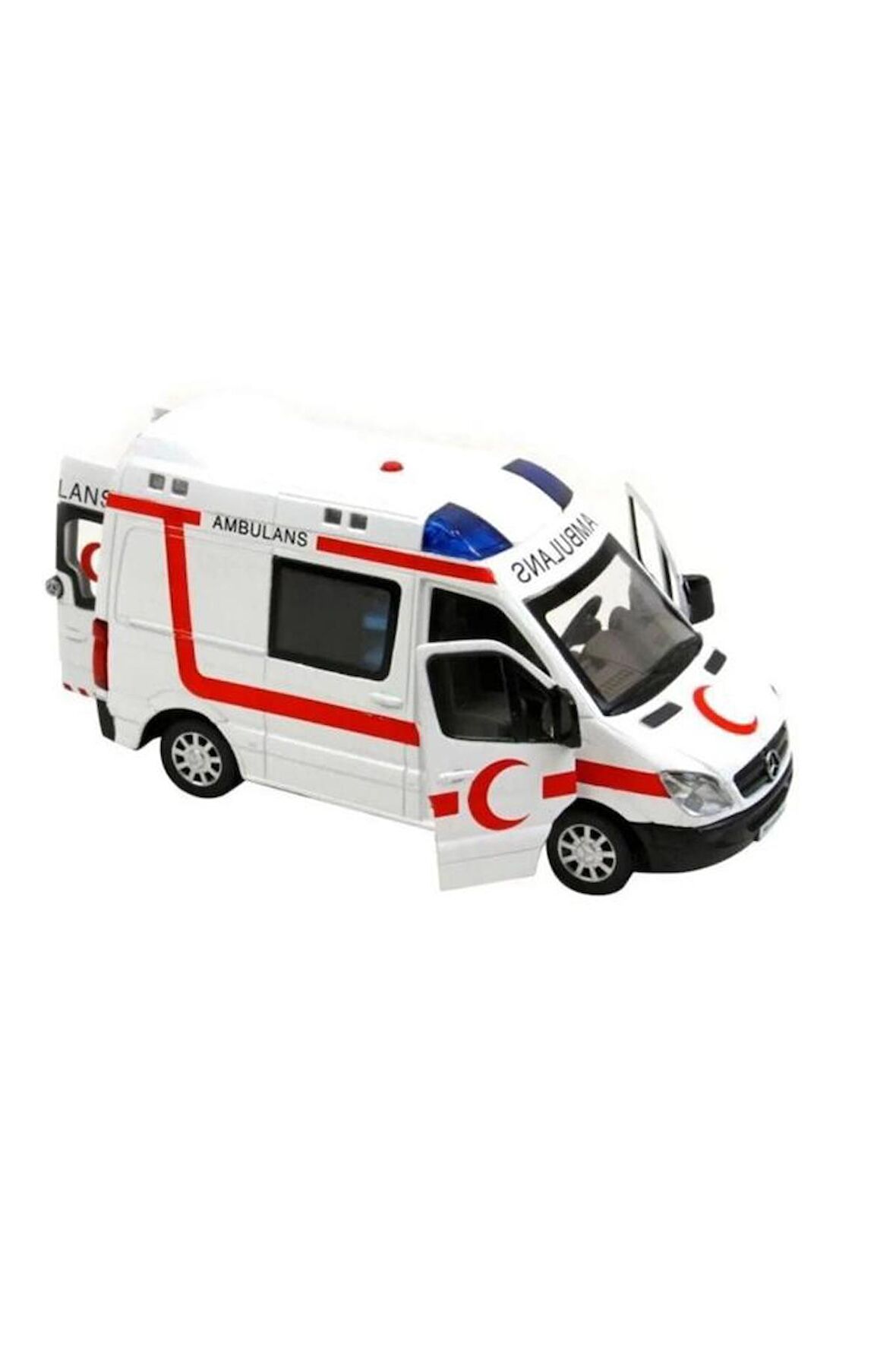 Diecast Metal 112 Ambulans Mercedes Sprinter Çek Bırak Işıklı Siren Sesli 14 Cm kapıları açılır