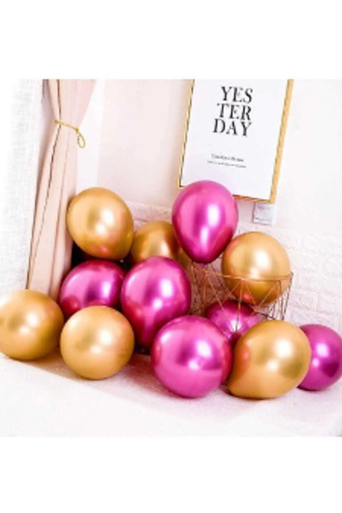 Krom Parlak Metalik Pembe-gold Renk 20 Adet Balon