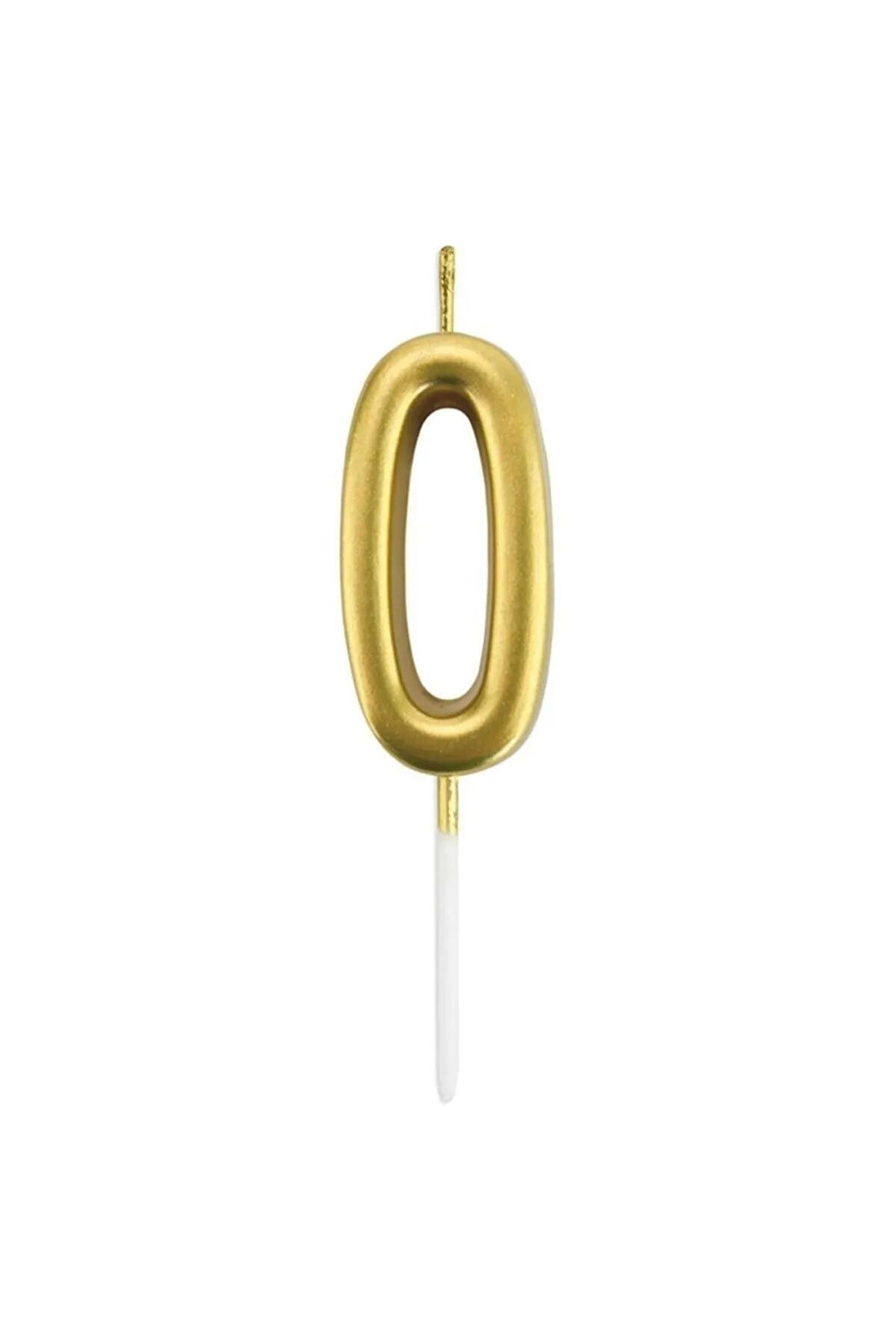 0 Yaş Gold Rakam Mum Altın Renk Doğum Günü Pasta Mumu Yaş Mumu 12 Cm