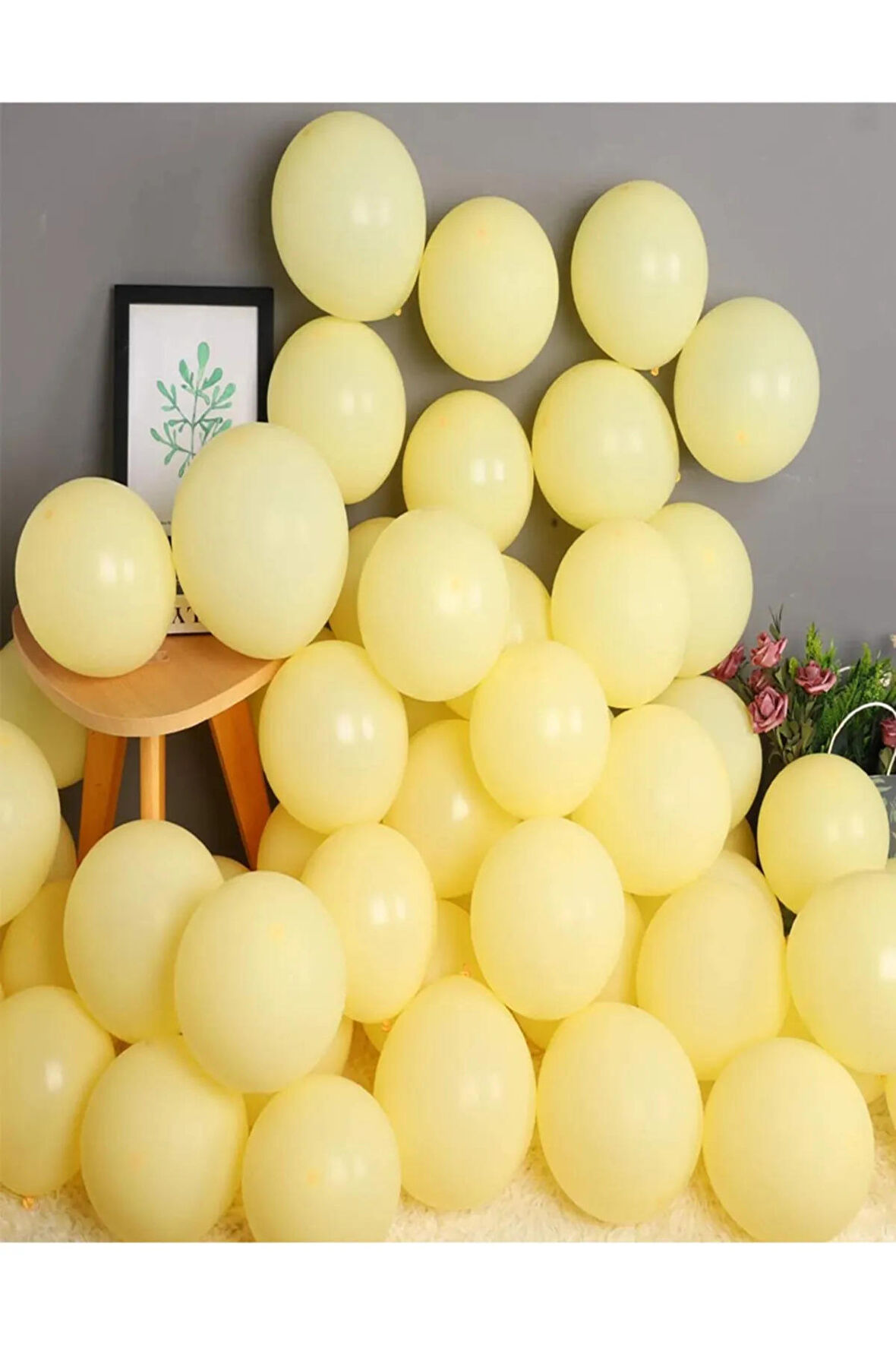10 Adet Sarı Soft Makaron Pastel Renk Mat Balon