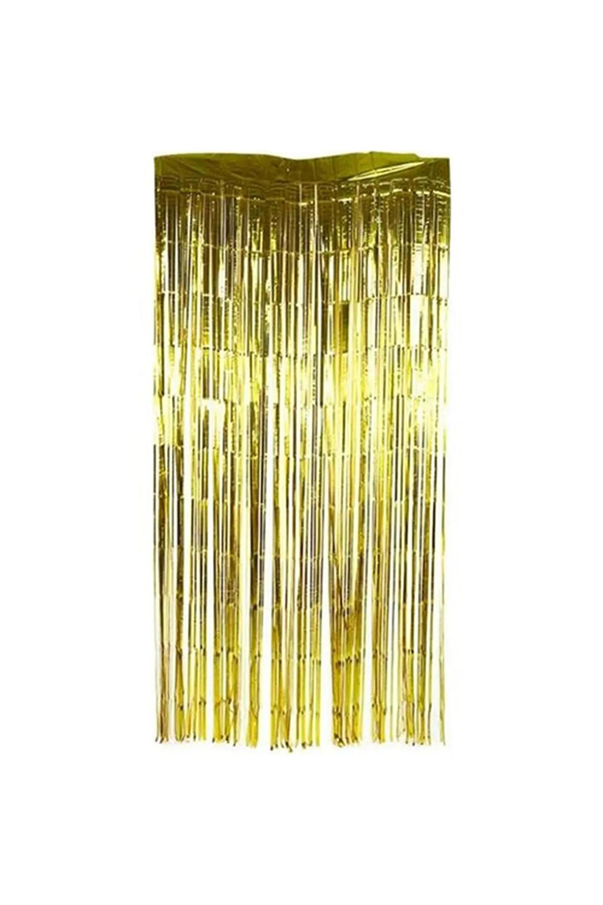Metalize Arka Fon Gold Kapı Duvar Perdesi 90x200 Cm Metalik Duvar Püskülü Püsküllü Arka Fon