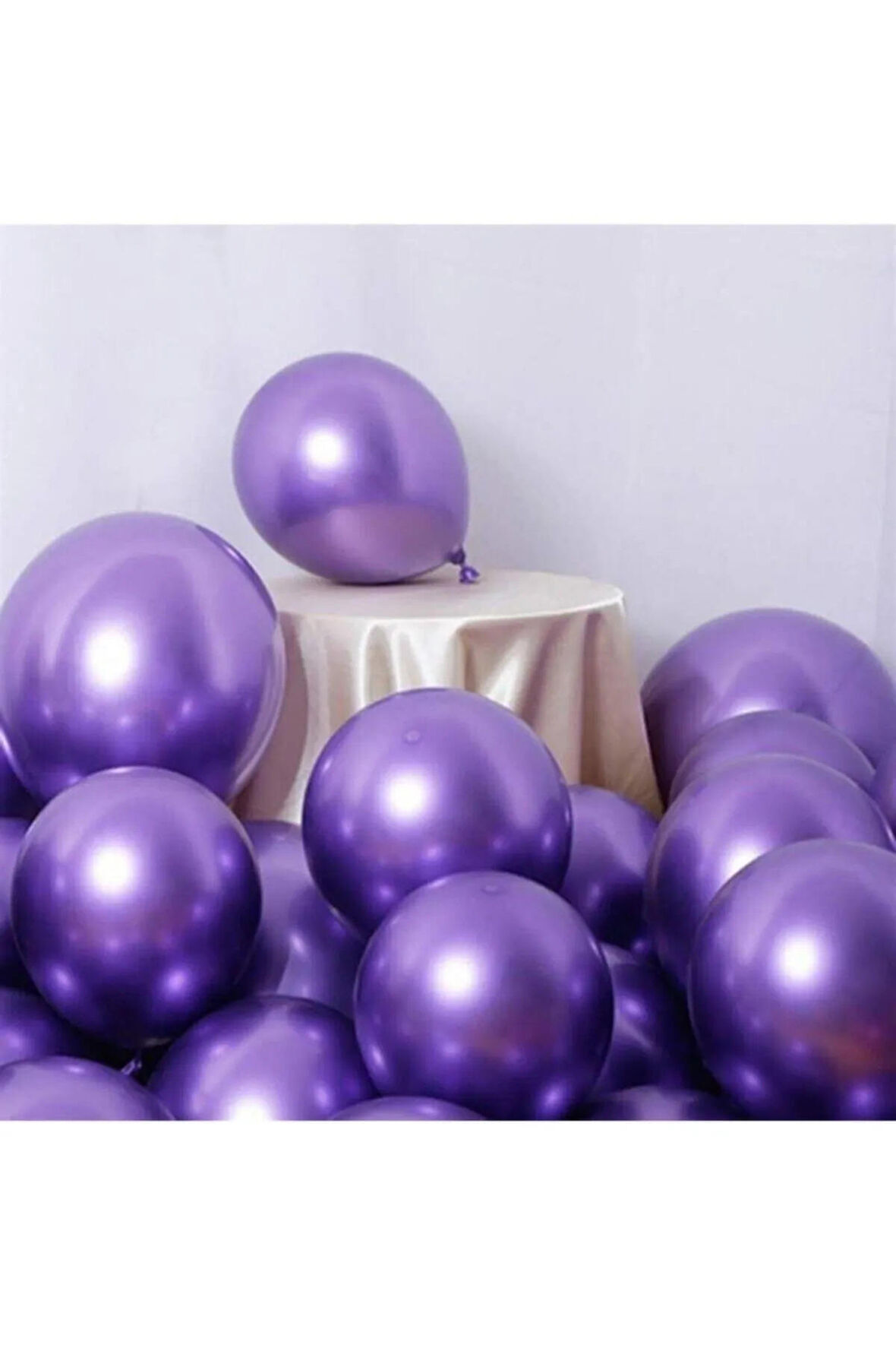 Krom Parlak Balon Mor Renk 10 Adet Aynalı Balon 30 Cm