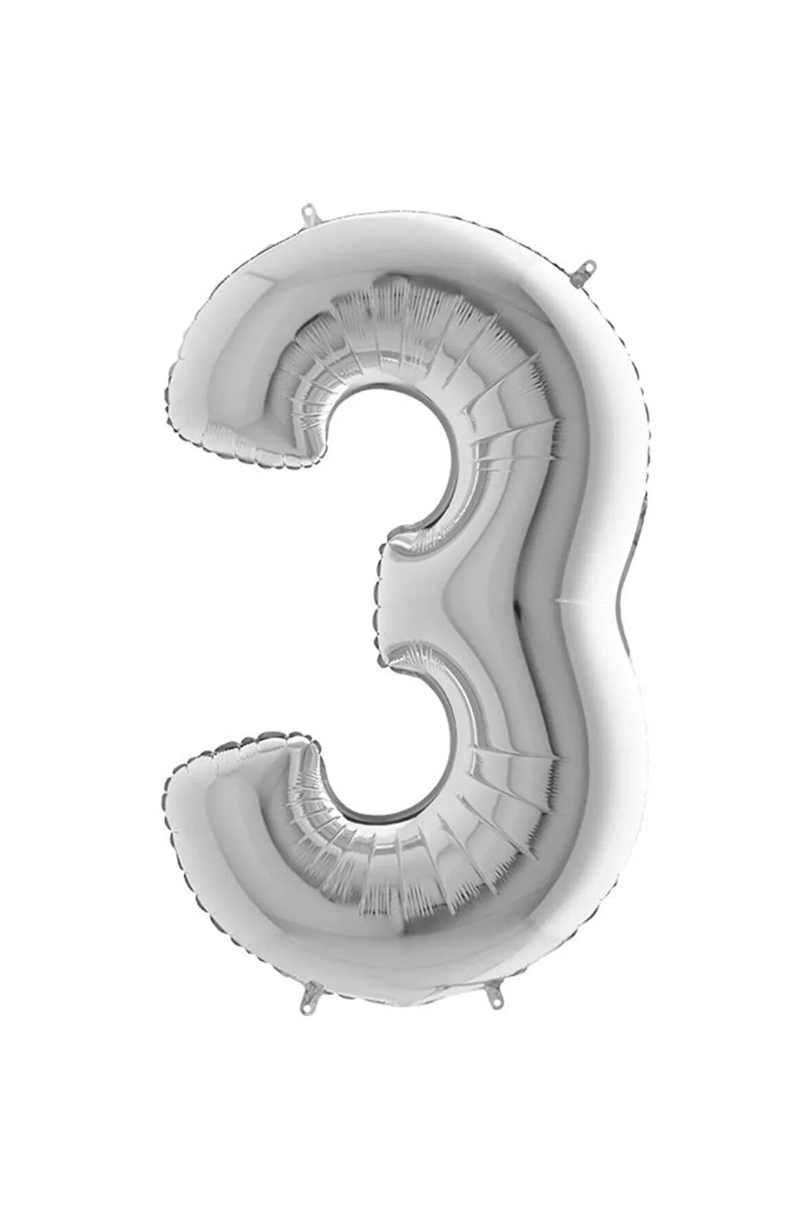 Folyo 3 Rakamı Balon 36 Cm Gümüş Gri Küçük Boy 16inc Üç Rakam Folyo Balon