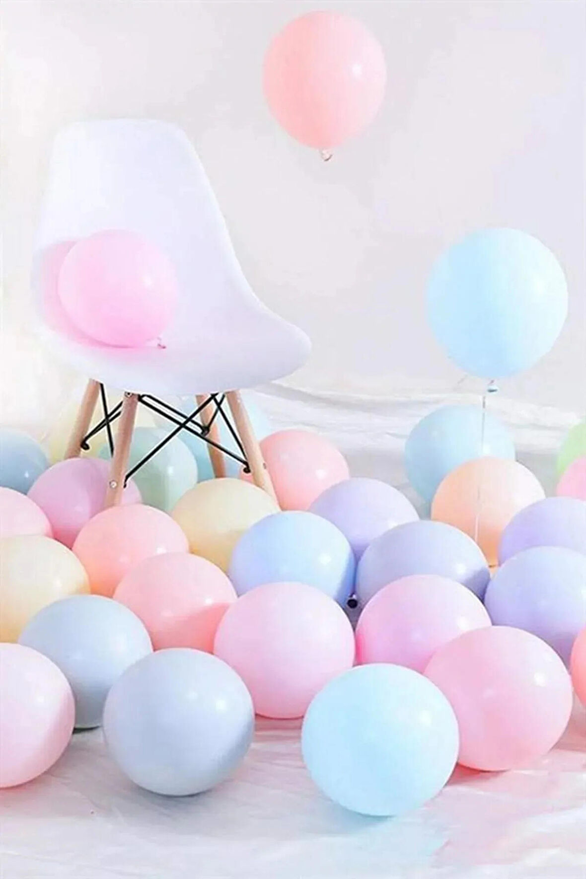 100 Adet Makaron Pastel Karışık Renk Balon