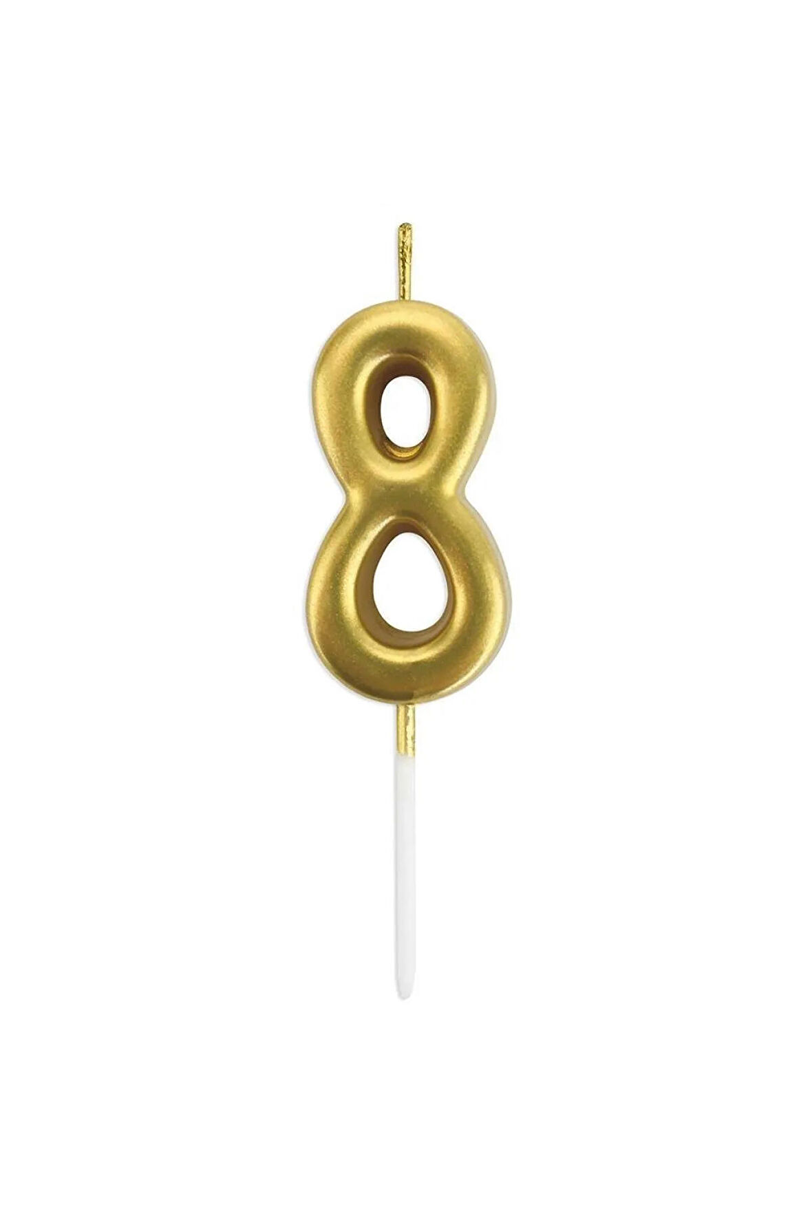 8 Yaş Gold Rakam Mum Altın Renk Doğum Günü Pasta Mumu Yaş Mumu 12 Cm