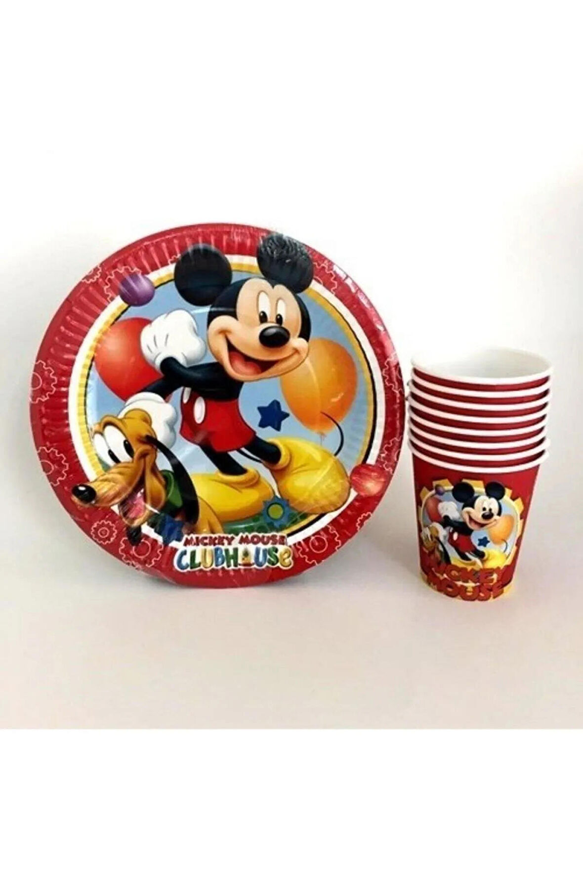 Mickey Mouse Temalı 8 Kişilik Tabak Bardak Seti Doğum Günü Partisi