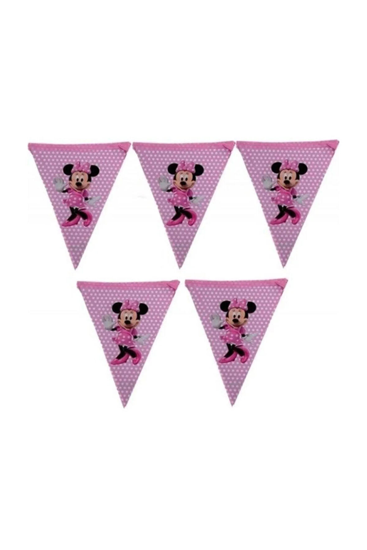 Minnie Mouse Temalı Üçgen Flama Bayrak Doğum Günü Partisi