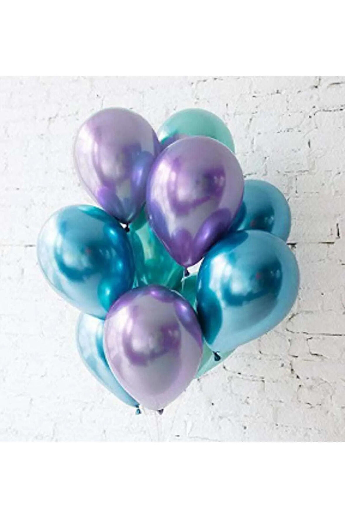 Krom Parlak Metalik Yeşil-mavi-mor Renk 10 Adet Balon