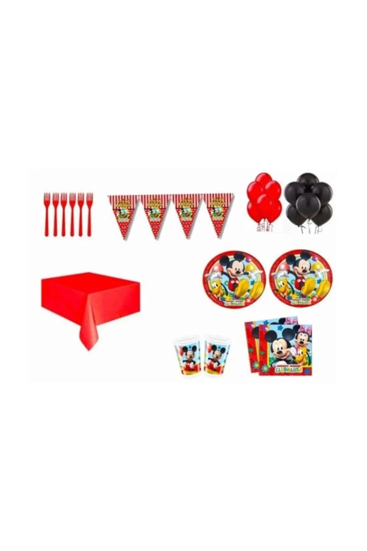 Mickey Mouse 16 Kişilik Doğum Günü Parti Seti Mickey Mouse Parti Malzemeleri Konsepti