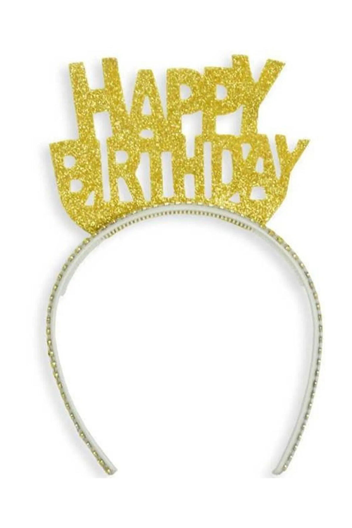 Happy Birthday Gold Yazılı Eva Parti Taç Doğum Günü Altın Renk Parti Tacı