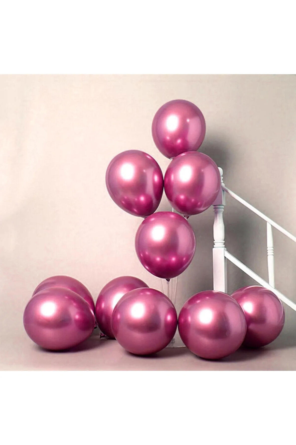 Krom Parlak Balon Pembe Renk 20 Adet Aynalı Balon 30 Cm