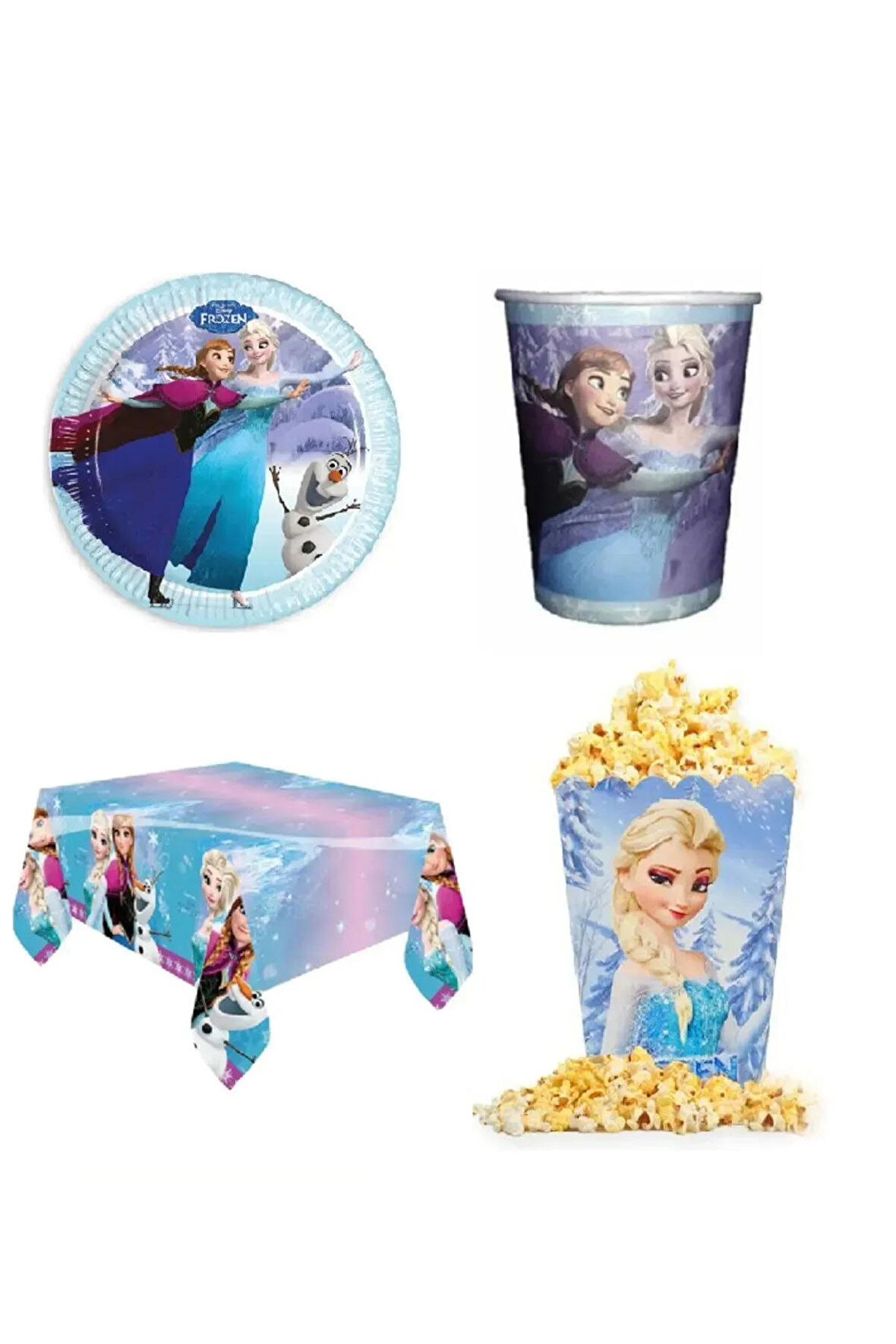 Frozen Elsa Anna Karlar Kraliçesi 8 Kişilik Doğum Günü Parti Konsepti Seti Elsa Parti Malzemeleri