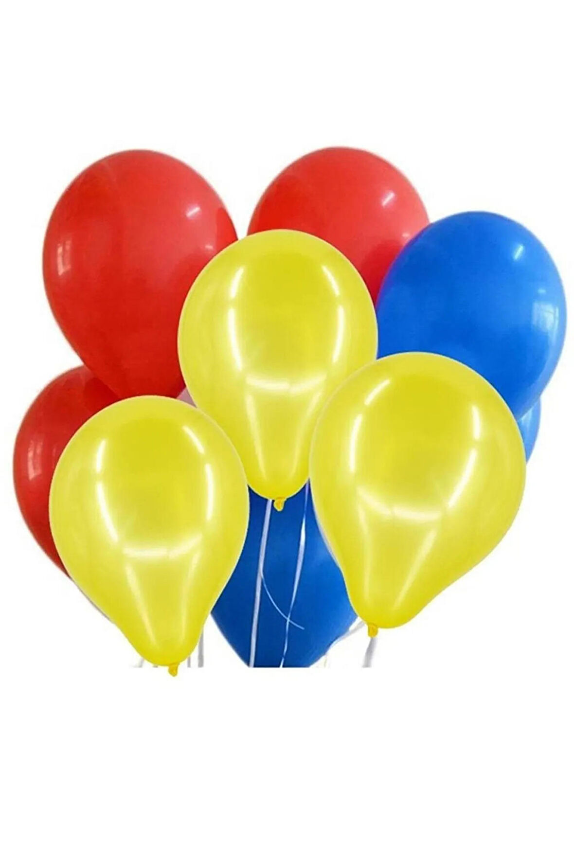 10 Adet Metalik Sedefli Lacivert-kırmızı-sarı Helyumla Uçabilen Balon