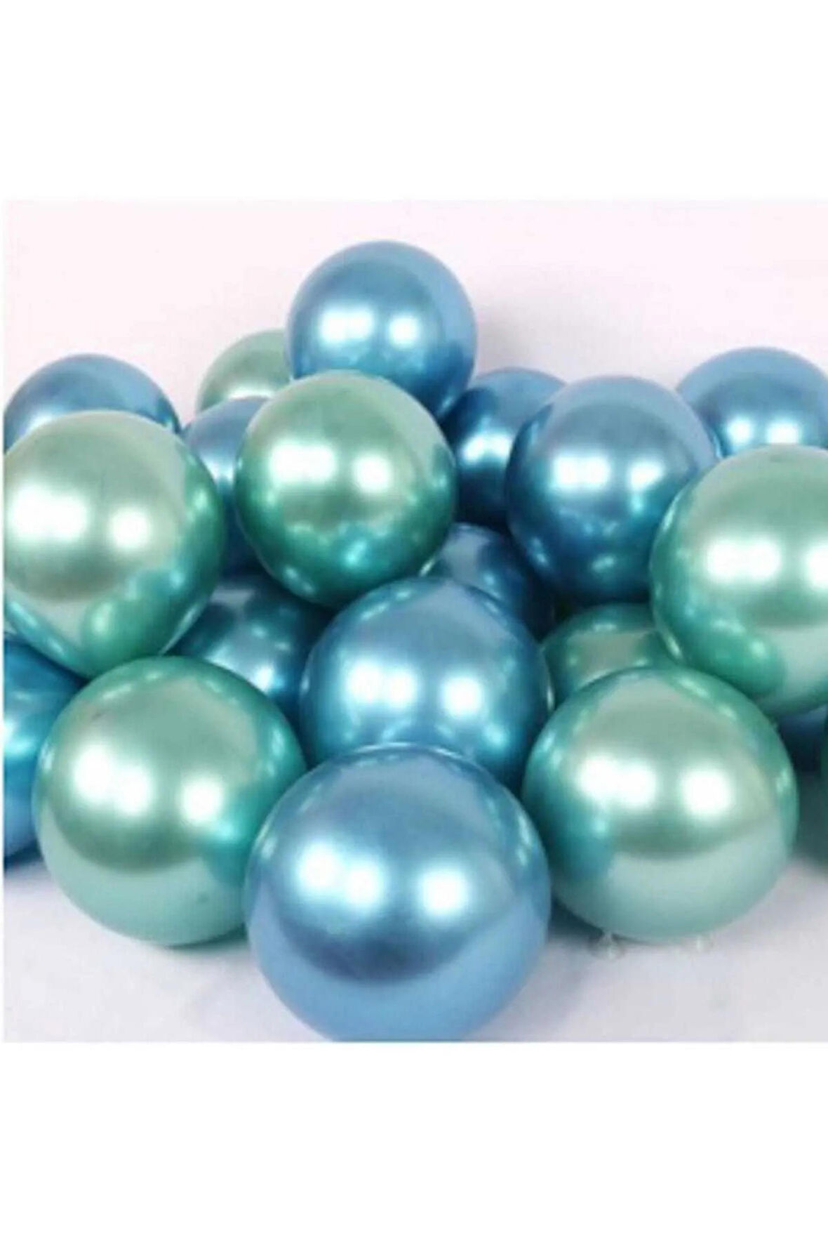 Krom Parlak Metalik Mavi-yeşil Renk 20 Adet Balon
