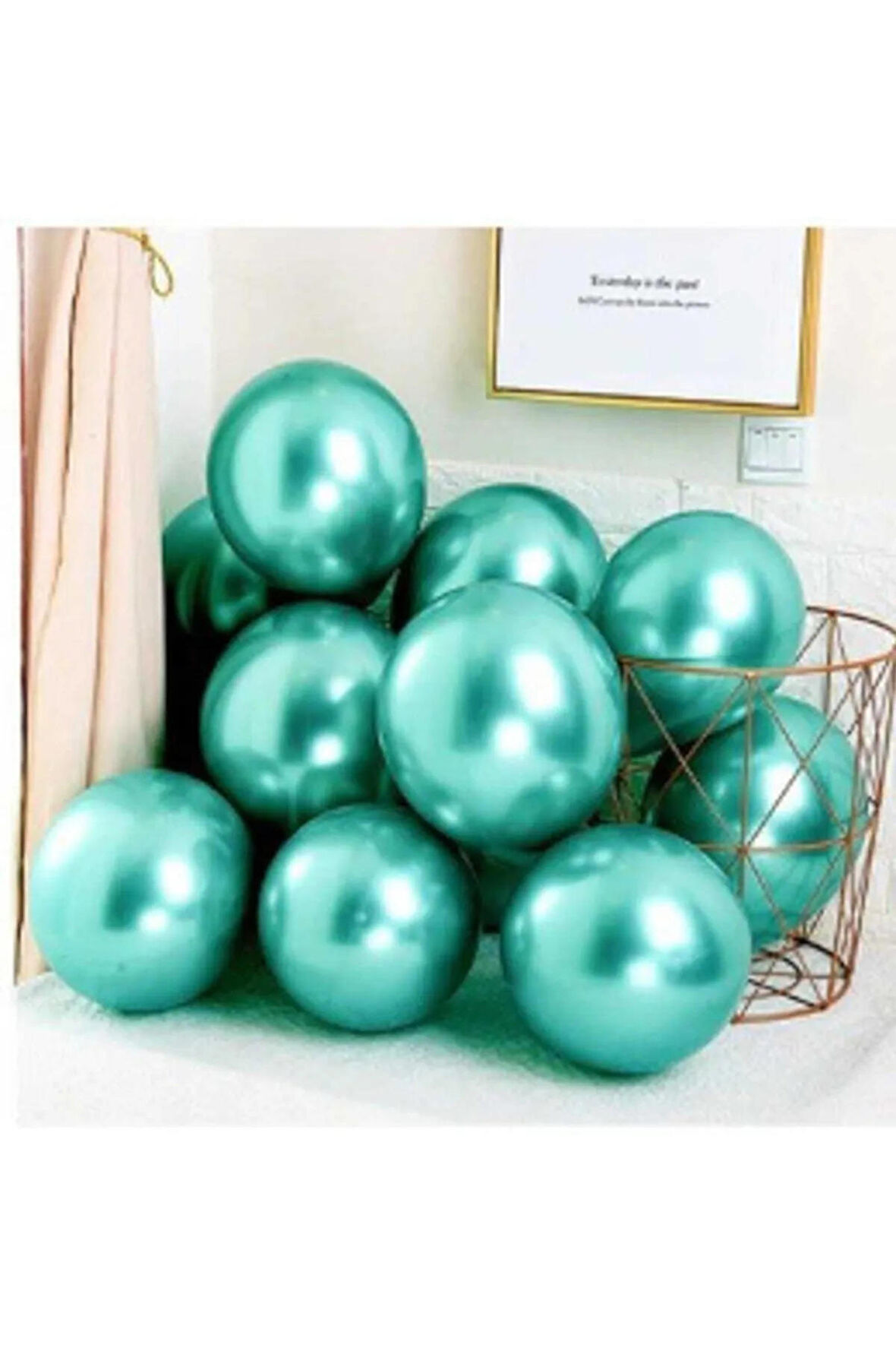 Krom Parlak Balon Yeşil Renk 10 Adet Aynalı Balon 30 Cm