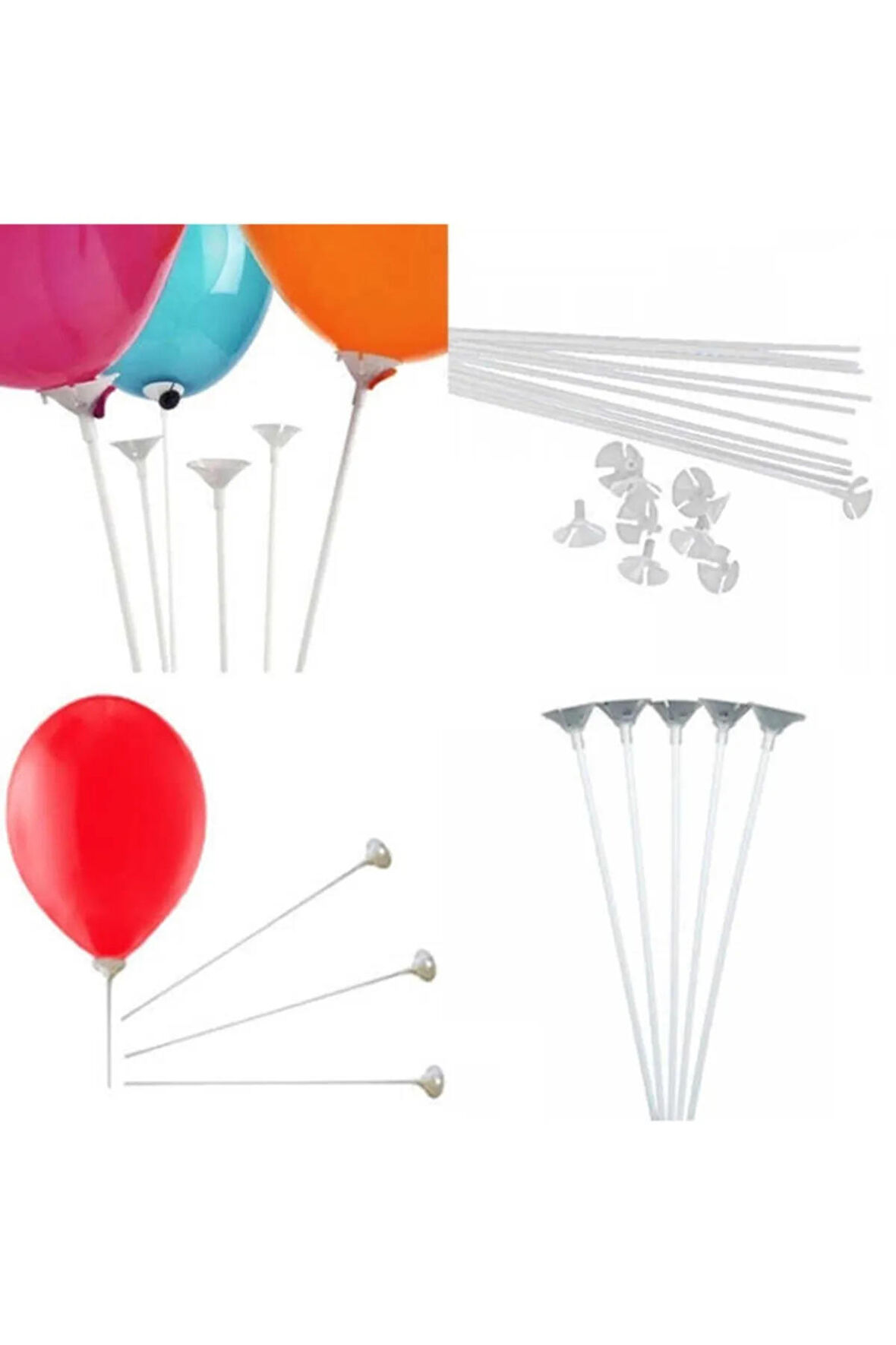 Balon Çubuğu Ve Hunisi Sert Plastik 30 Adet 30 Cm