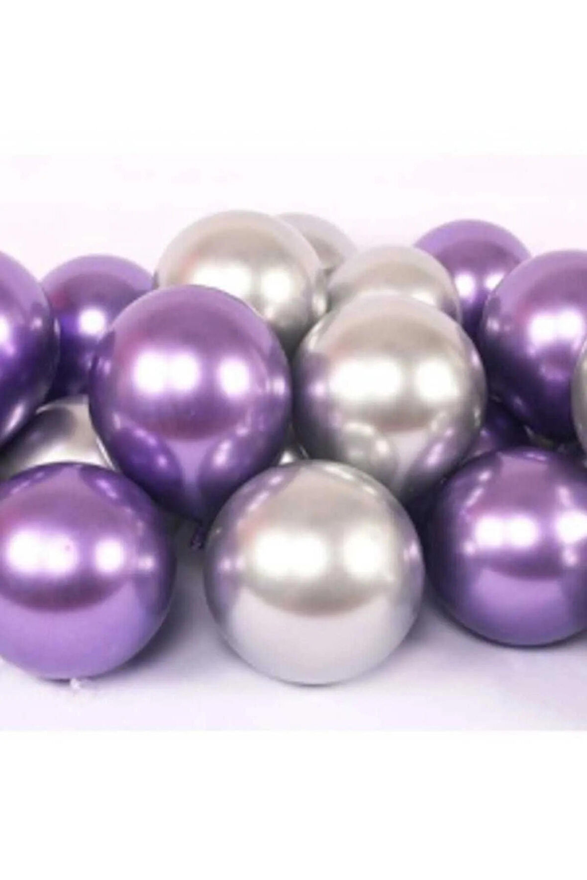 Krom Parlak Metalik Mor-gümüş Renk 30 Adet Balon