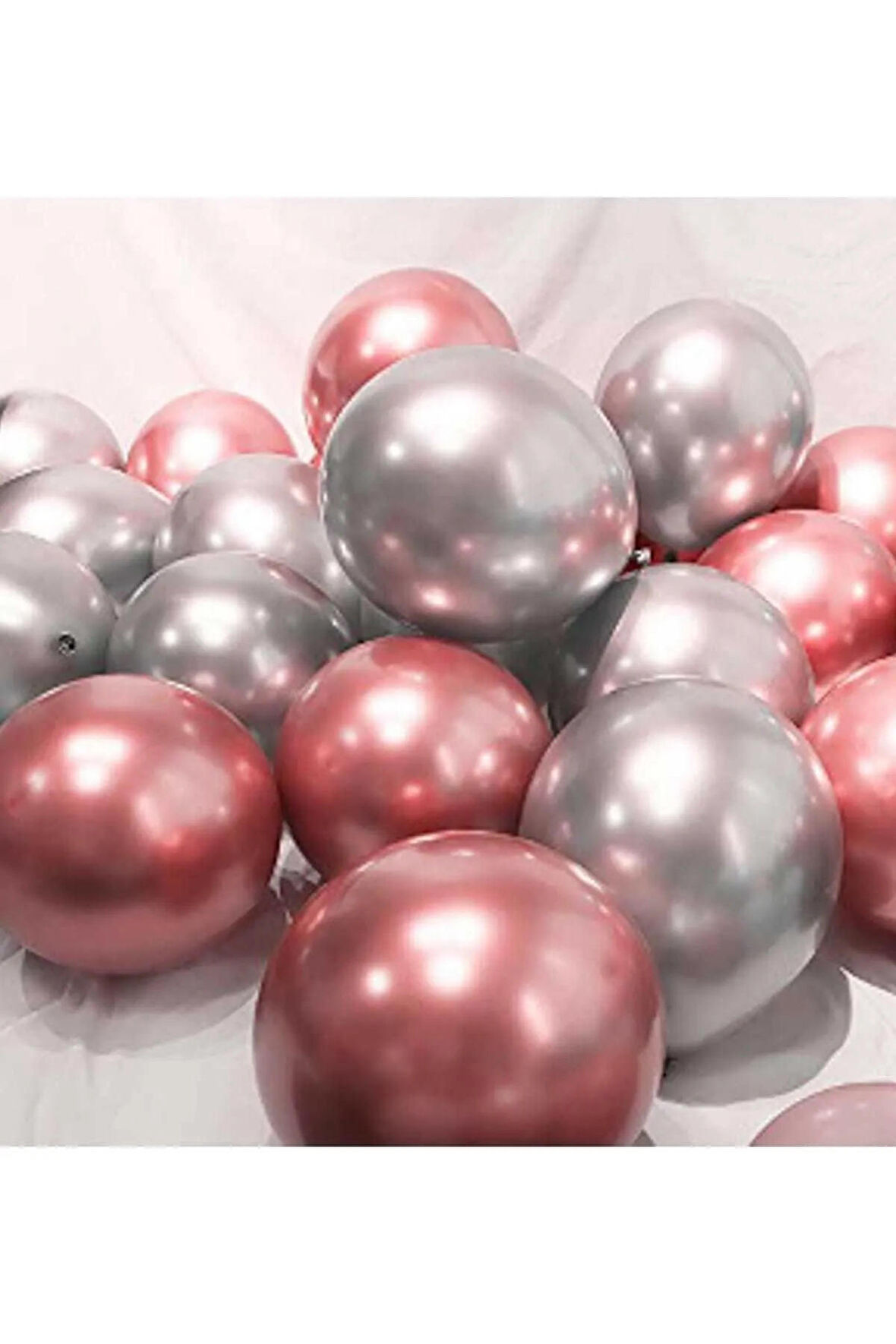 Krom Parlak Metalik Pembe-gümüş Renk 20 Adet Balon