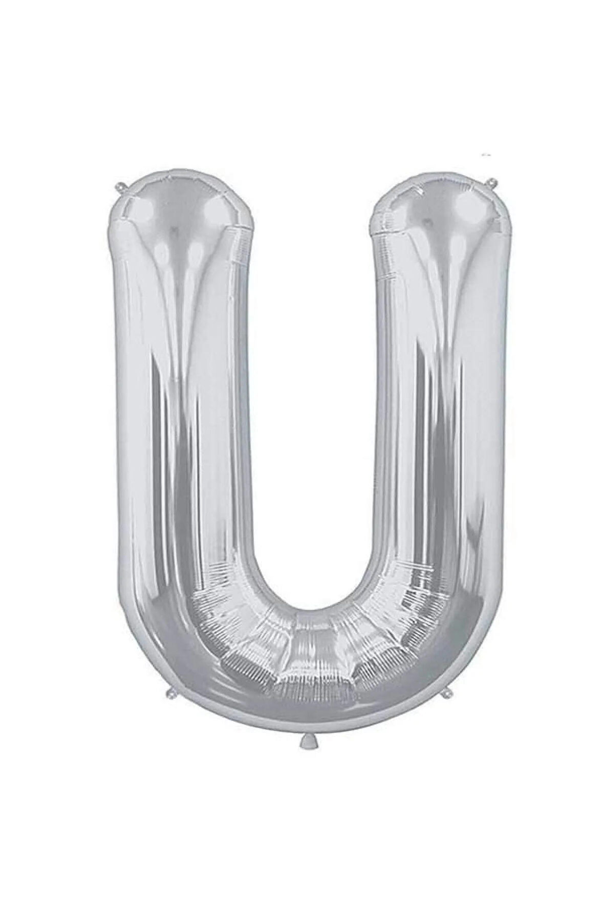 Folyo U Harfi Balon 36 Cm Gümüş Gri Küçük Boy 16inc Folyo Balon