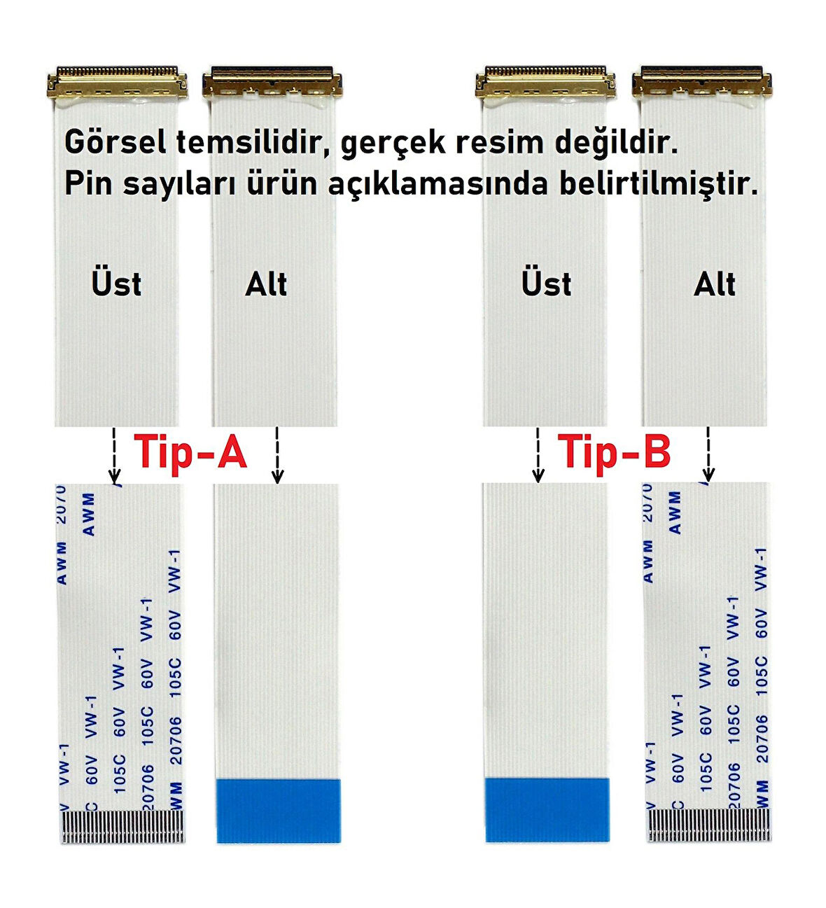 40 Pin LVDS Lcd Ekran İçin 25cm 40A FFC FPC Flex kablo - A Tipi