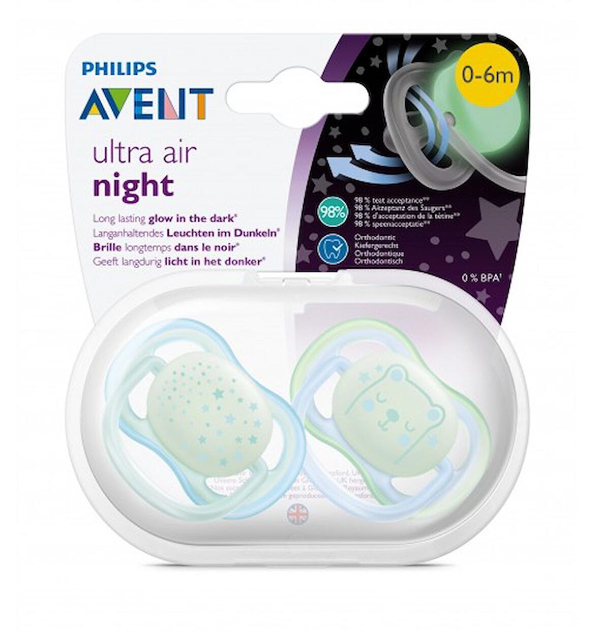 Philips Avent Ultra Air Night Karanlıkta Parlar Gece Emziği 0-6 ay Erkek