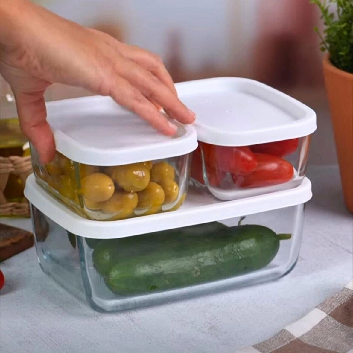 Lav Cube 3'Lü Saklama Kabı 