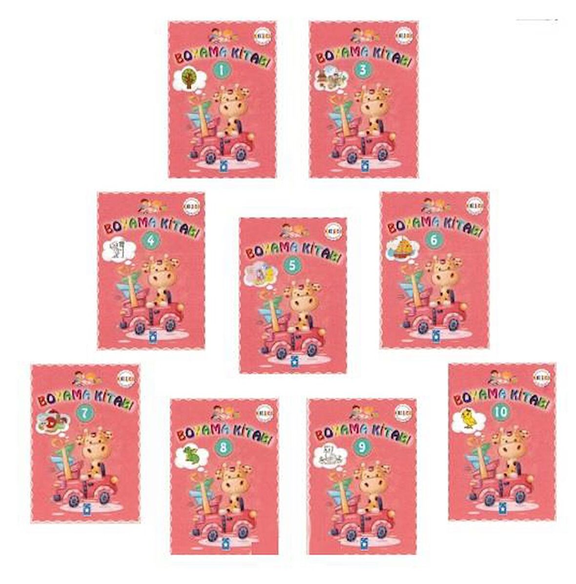 Eğlenceli Boyama Kitabı Seti Kırmızı Seri (10 Kitap)