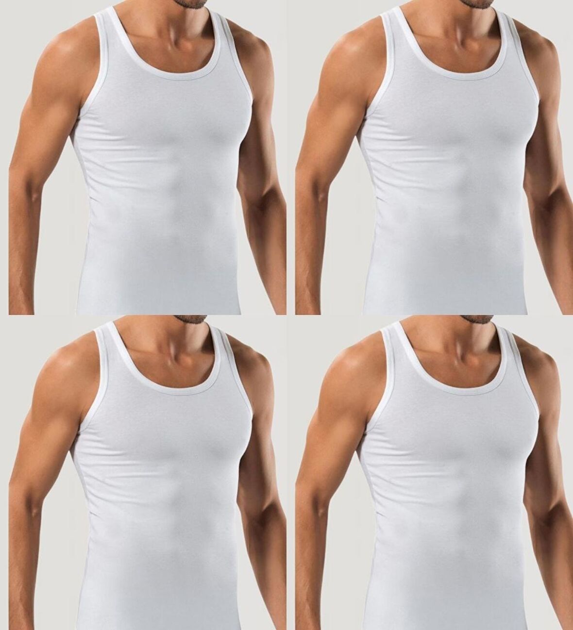 4 Adet Erkek Slim Fit Dar Kalıp Likralı Penye Sporcu Atleti(Rambo Atleti)