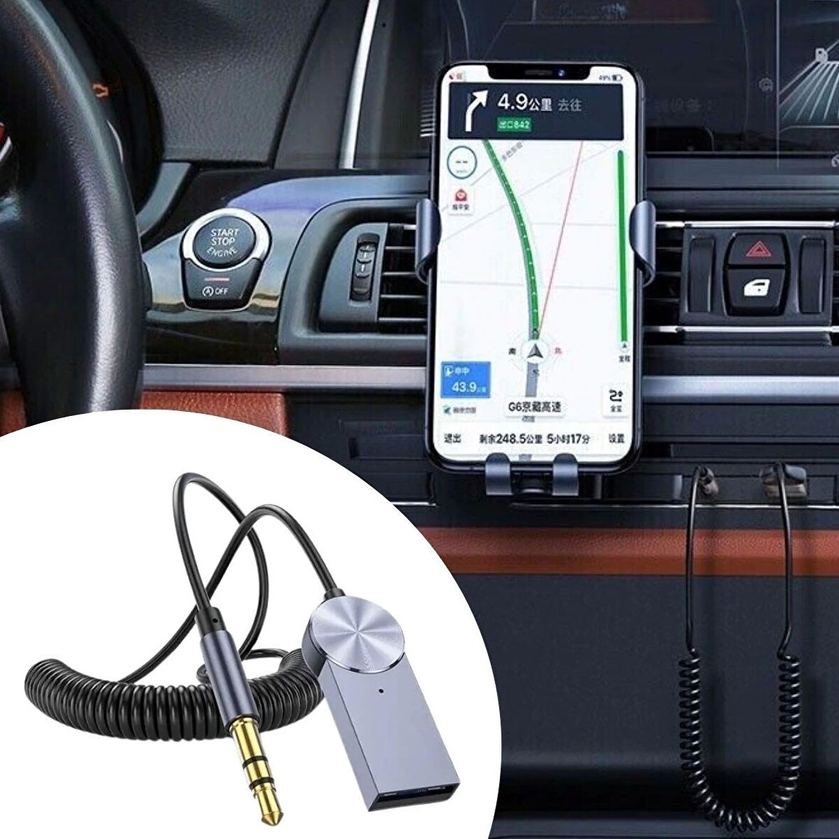 İpek Yıldızı® Araba için Bluetooth Aux Alıcısı Wireless Araç Kiti