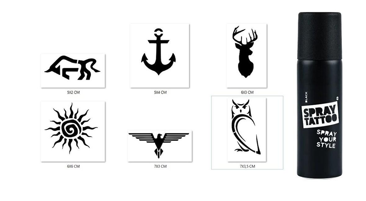 Geyik Boğa Spray Tattoo Geçici Siyah Sprey Dövme Seti 