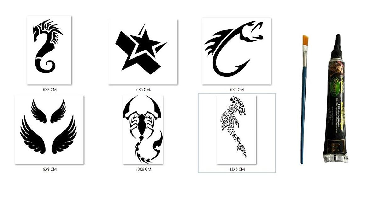 Balık Akrep Hint Kınasıyla Geçici Dövme Yapma Seti