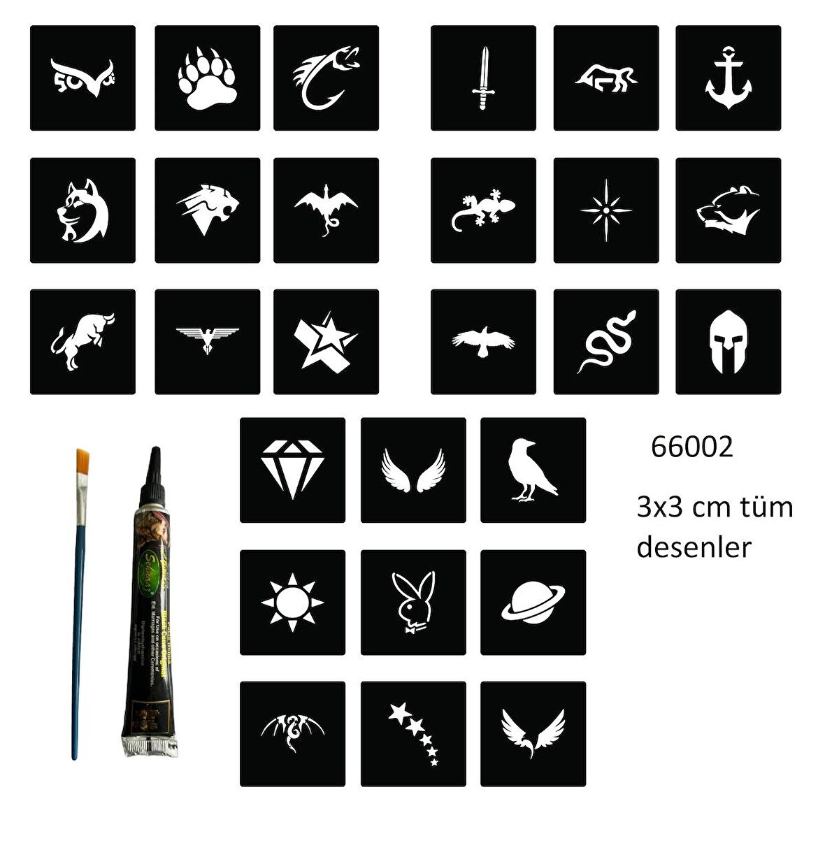 Minimal 27 Şablon Hint Kınasıyla Geçici Dövme Yapma Seti 