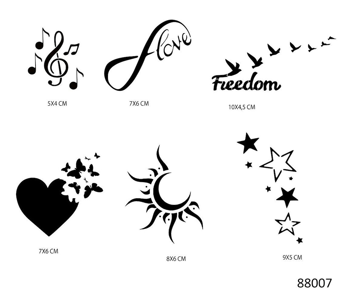 Sonsuz Kalpler Geçici Dövme Şablonu Seti Sadece Desen 