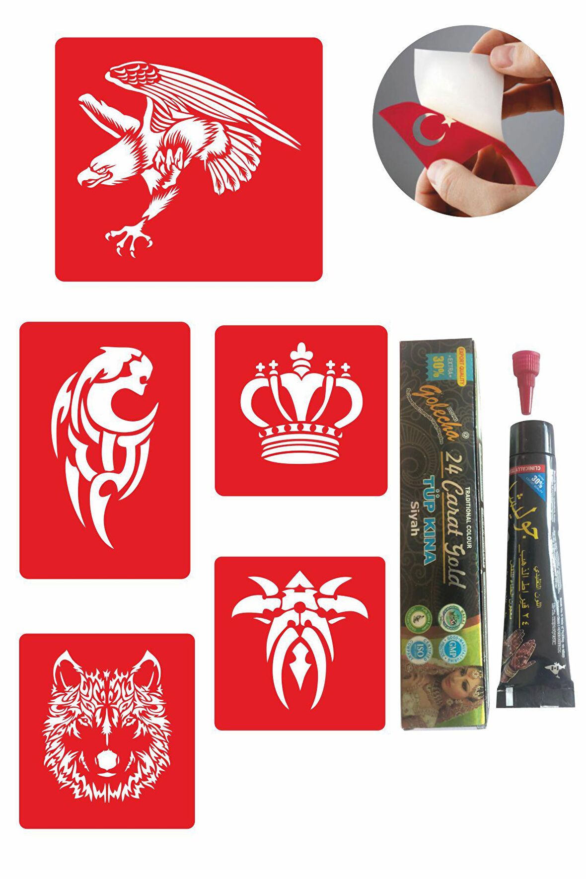 Vahşi Tribal Desenleri Hint Kınası ile Geçici Dövme Yapma Seti