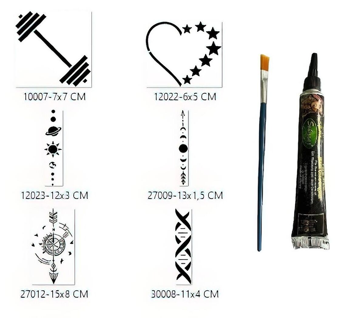 Şerit Pusula Hint Kınalı Geçici Dövme Yapma Seti