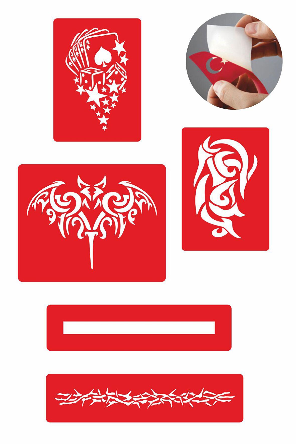 Güçlü Erkek Modelleri 5 Adet  Geçici Dövme Kına Şablonu