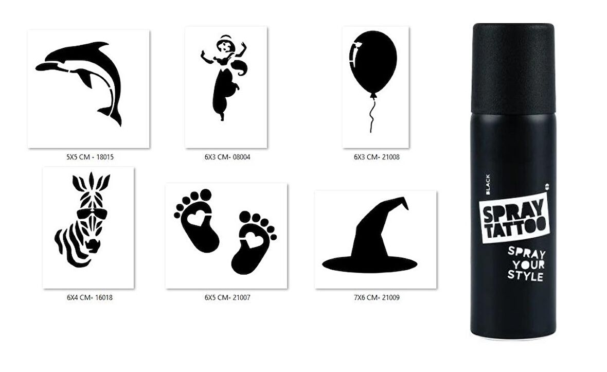 Cadı Zebra Spray Tattoo Geçici Sprey Dövme Seti