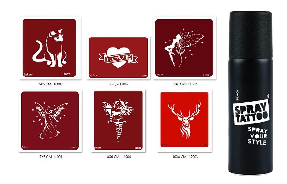 Melek Modelleri Spray Tattoo Geçici Sprey Dövme Seti