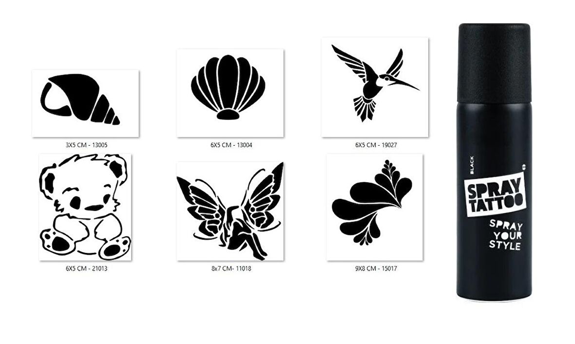 Peluş Çiçek Spray Tattoo Geçici Sprey Dövme Seti