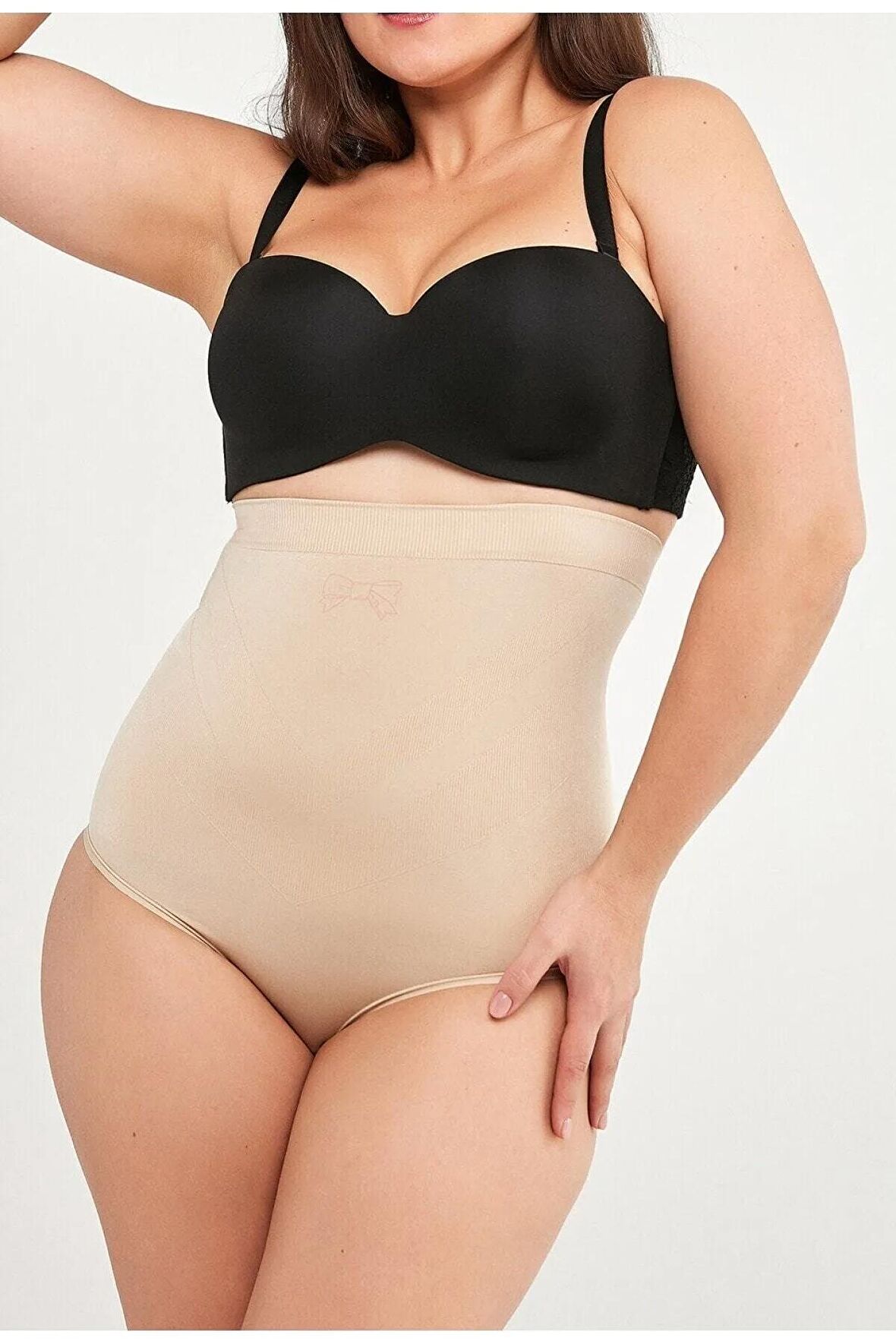 1 Beden Incelten Dikişsiz Sıkılaştırıcı Slip Yüksek Bel Korse 2'li Paket Siyah Renk