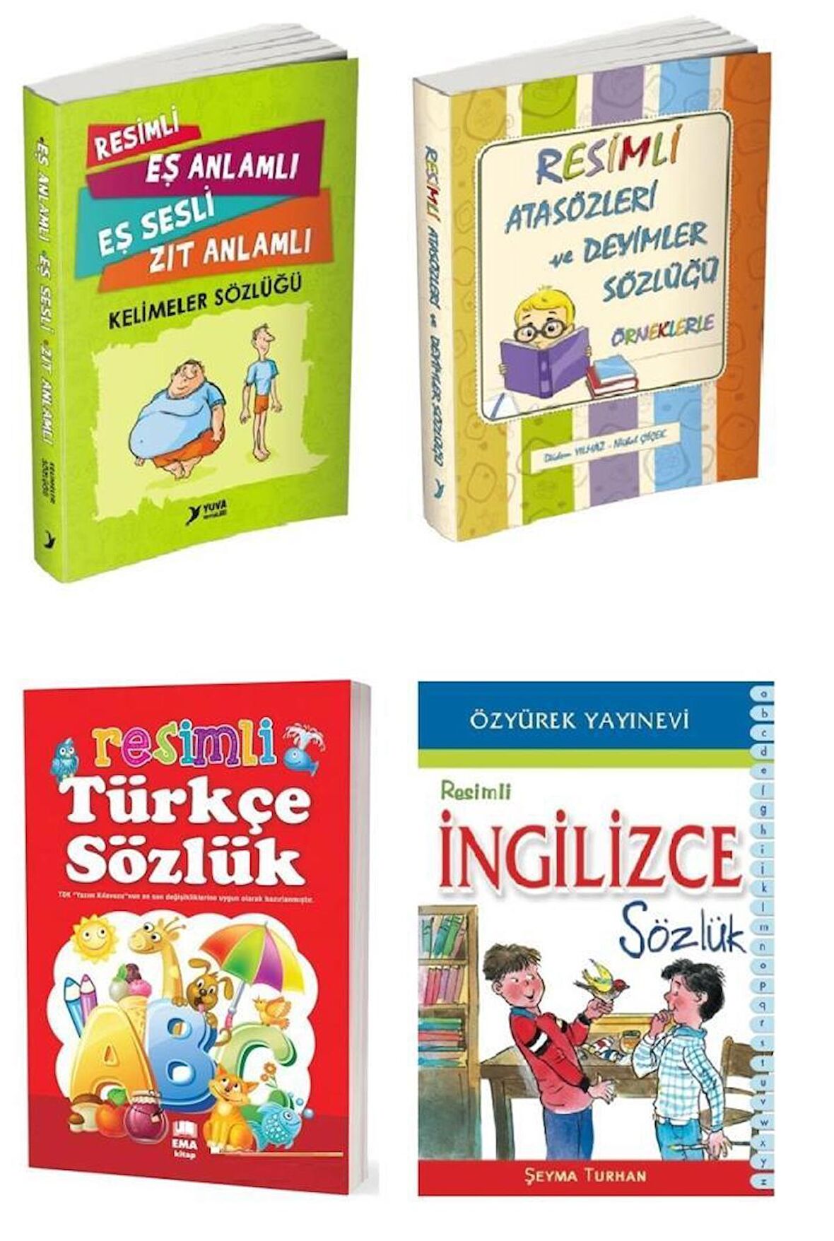 Resimli Sözlük Seti 4 Kitap (Türkçe - İngilizce - Deyimler ve Atasözleri - Eş anlamlı Zıt Anlamlı Resimli Sözlük)