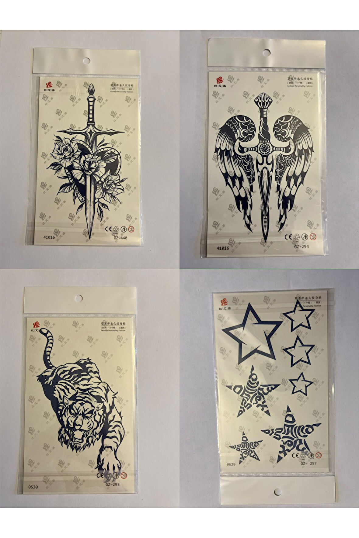 Yıldız Kılıç 3 Hafta Kalıcı 4 Adet Birden Yapıştırma Geçici Dövme Yarı Kalıcı Dövmeler