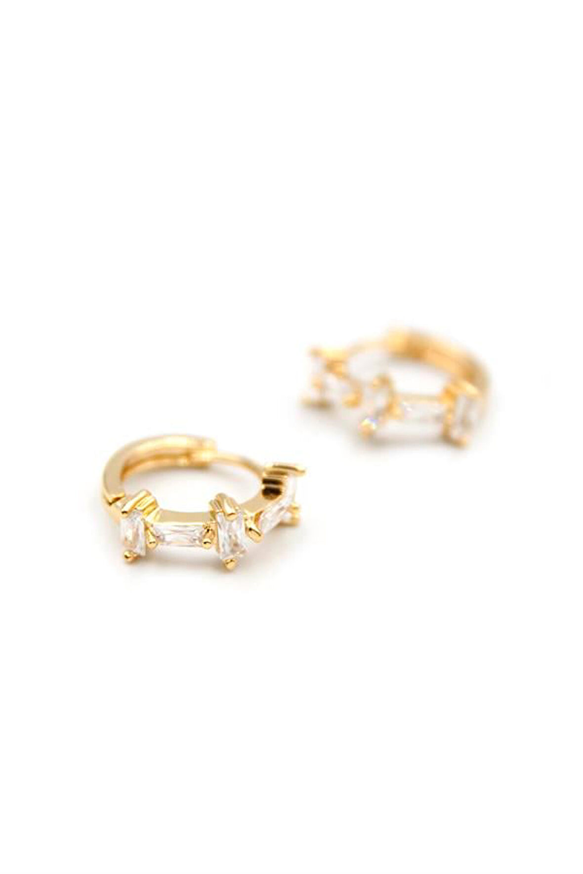 Taşlı Halka Küpe - Altın