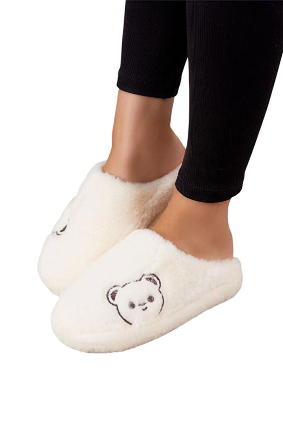 Kadın Ev Terliği Peluş Ses Yapmaz Kalın Taban Terlik 1021-127-0003